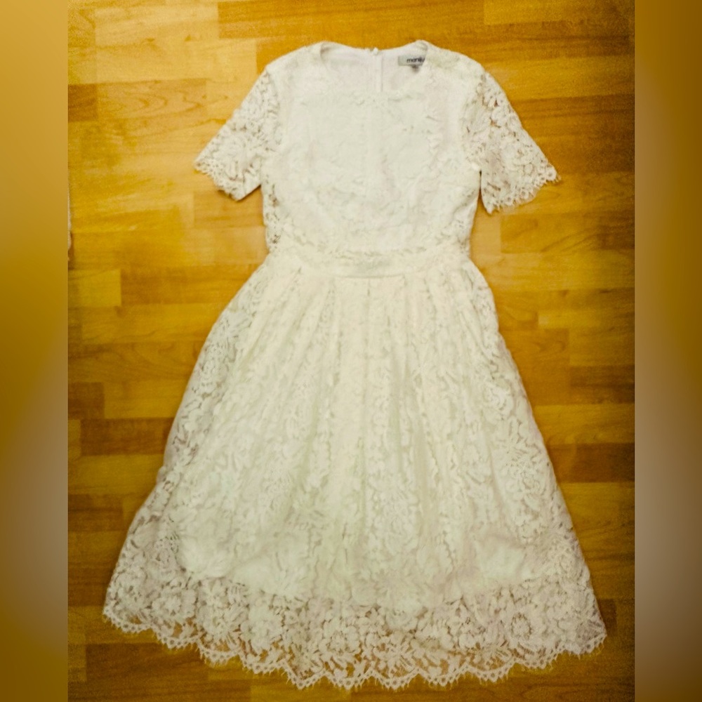 Maniju Clothing Ivory/White Lace A-Line Dress. NWT. Size S